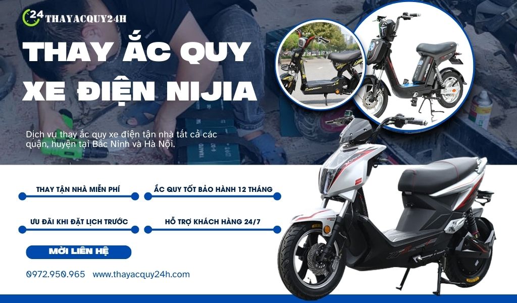 Thay ắc quy xe điện Nijia