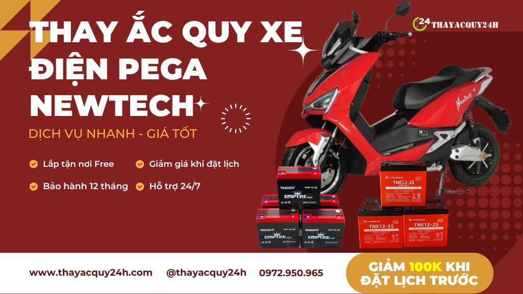 Thay ắc quy cho xe máy điện Pega Newtech