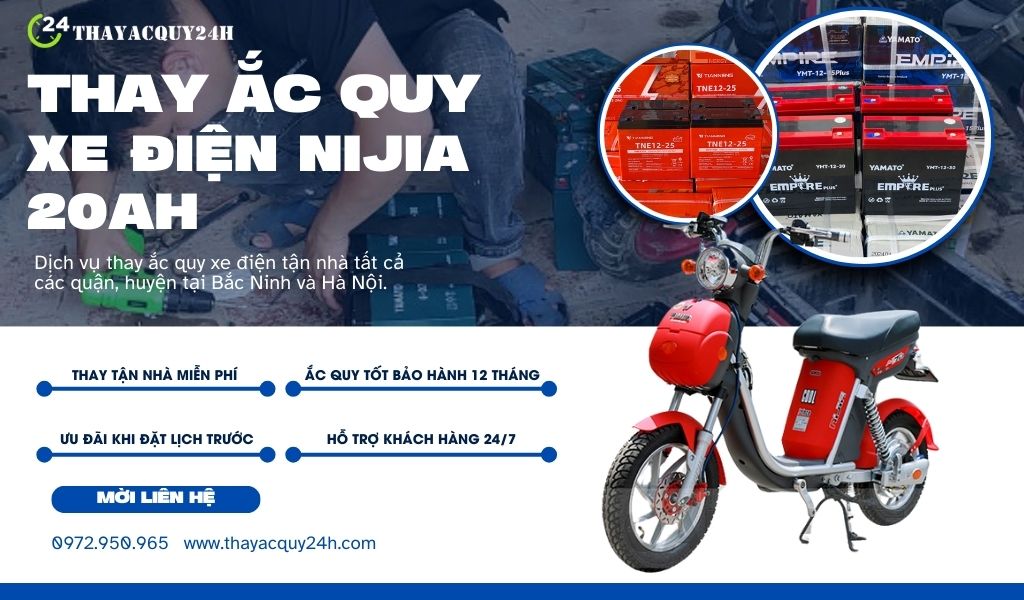 Thay ắc quy xe đạp điện Nijia 20ah