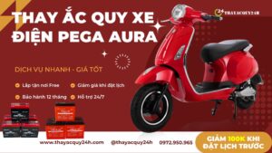 Thay ắc quy xe máy điện Pega Aura