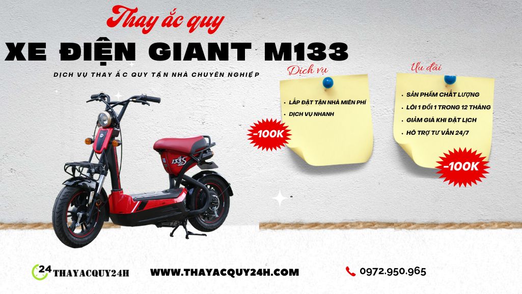 Thay ắc quy xe đạp điện M133 Giant