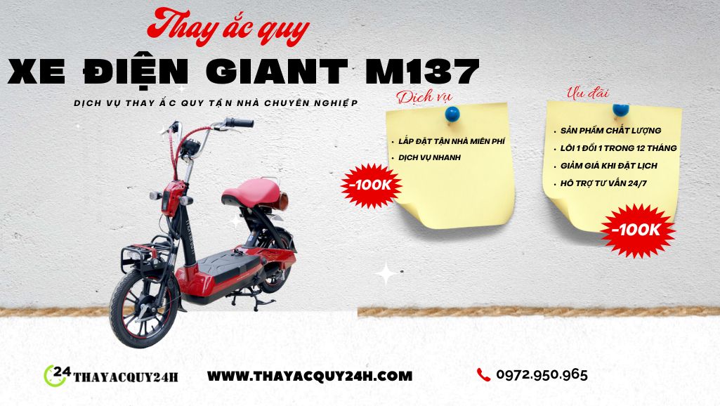 thay ắc quy cho xe đạp điện M137 Giant