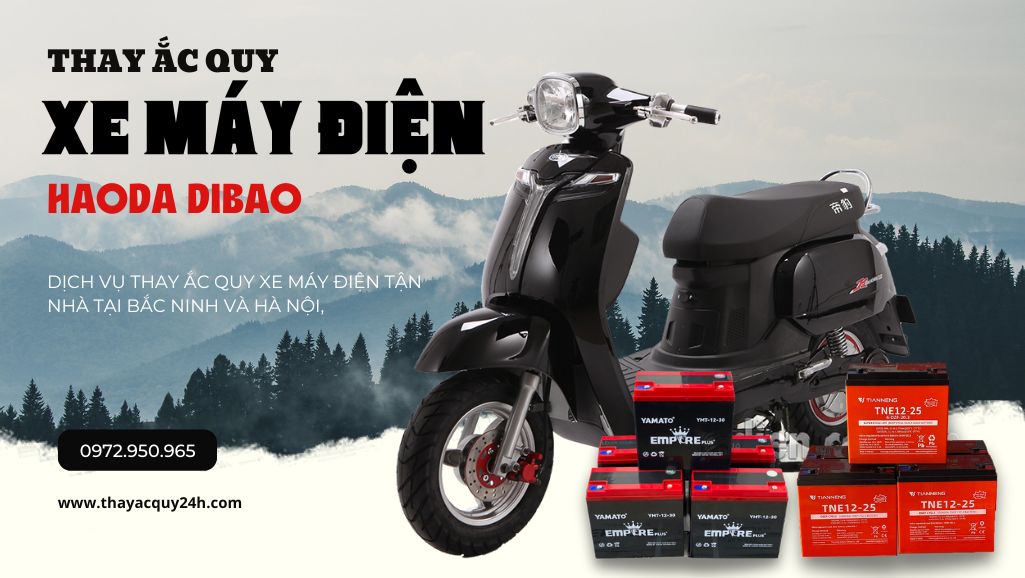 Thay ắc quy xe máy điện Haoda Dibao