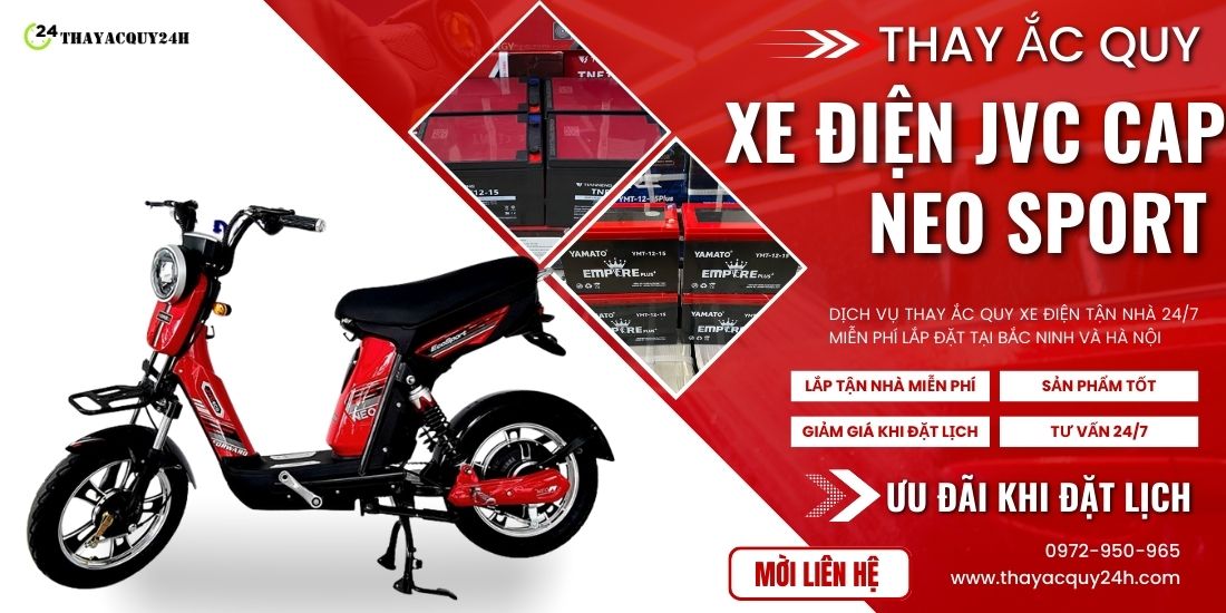 Thay ắc quy xe đạp điện JVC Cap Neo Sport