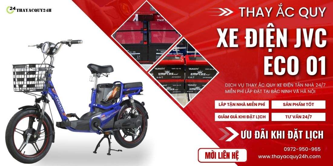 Thay ắc quy xe đạp điện JVC Eco 01