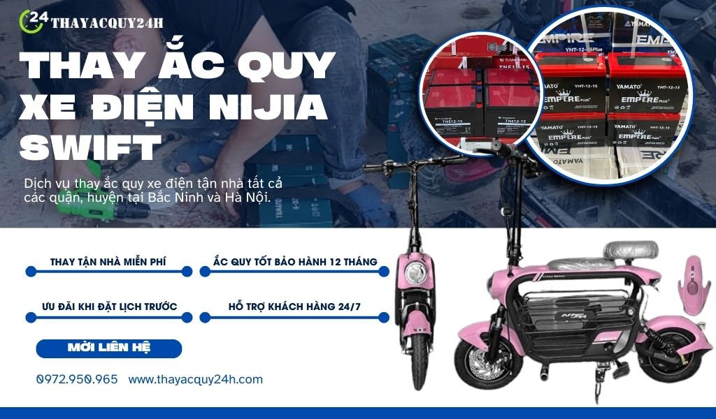 Thay ắc quy xe đạp điện Nijia Swift