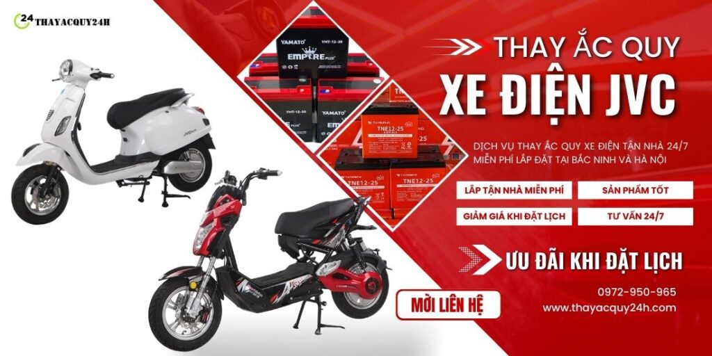 Thay ắc quy xe máy điện Jvc