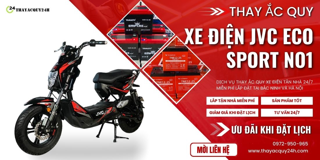 Thay ắc quy xe máy điện JVC Eco Sport No1
