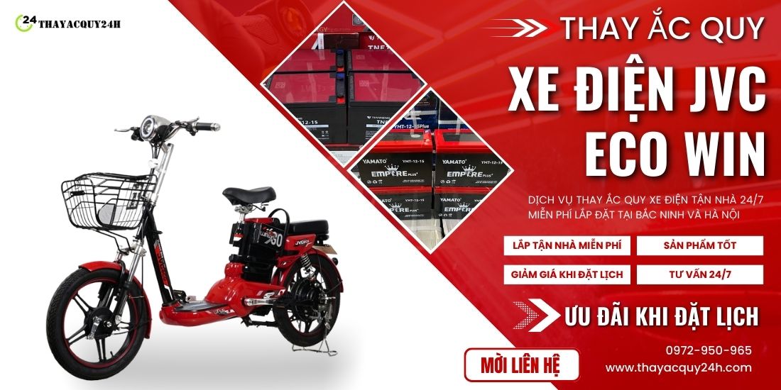 Thay ắc quy xe đạp điện JVC Eco Win Win