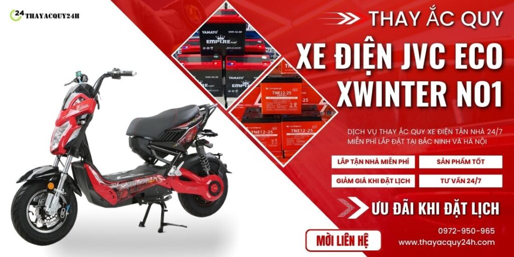 thay ắc quy xe máy điện JVC Eco Xwinter