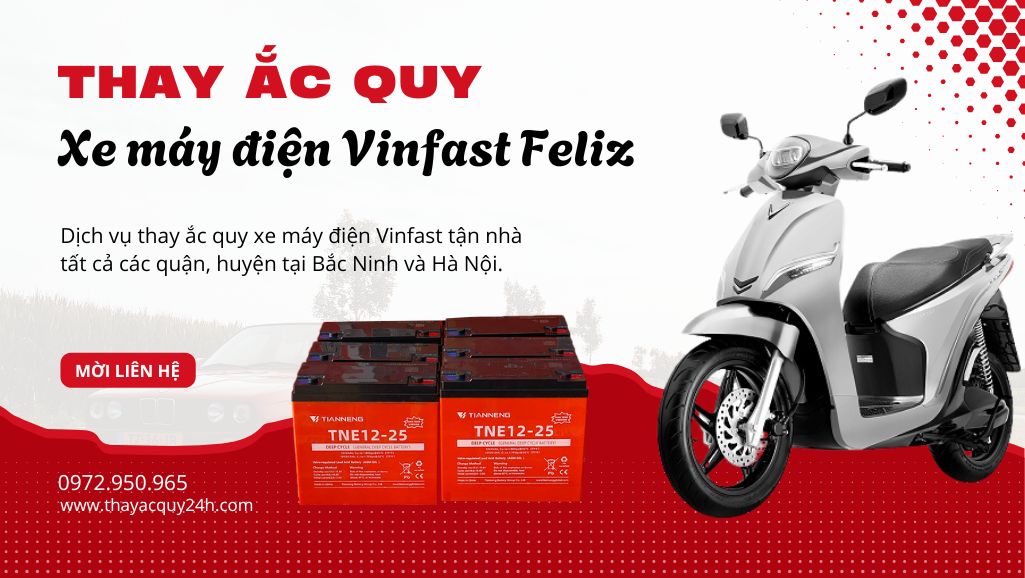 Thay ắc quy xe máy điện Vinfast Feliz