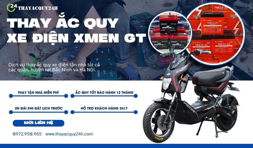 Thay ắc quy xe máy điện Xmen GT