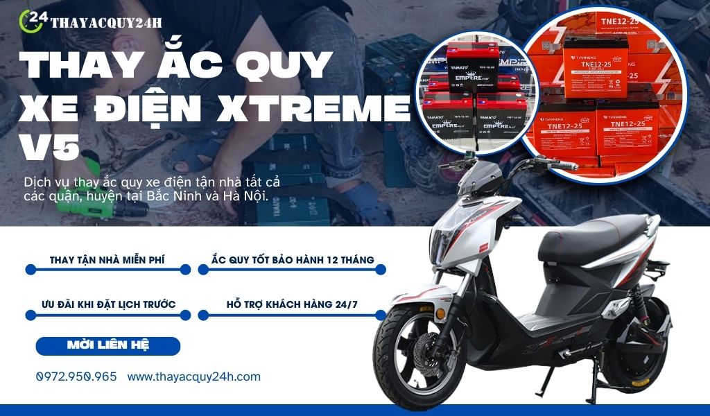 thay ắc quy xe máy điện Nijia Xtreme V5