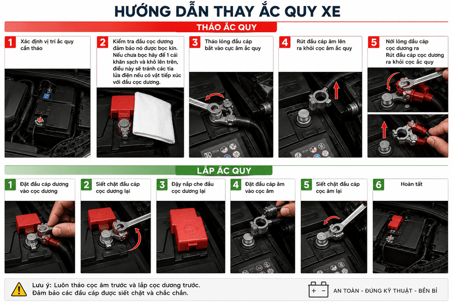 hướng dẫn tự thay ắc quy ô tô